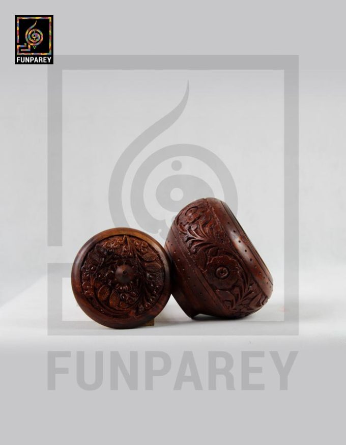 Hand Carved Wooden Candy Jar 5"