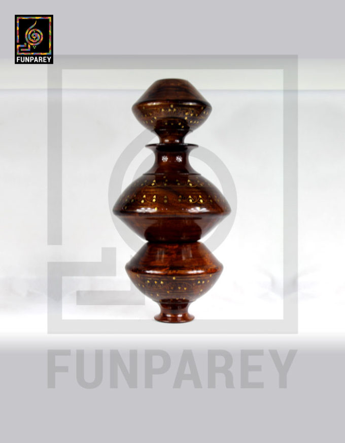 Wooden Vessel Set With Brass Work