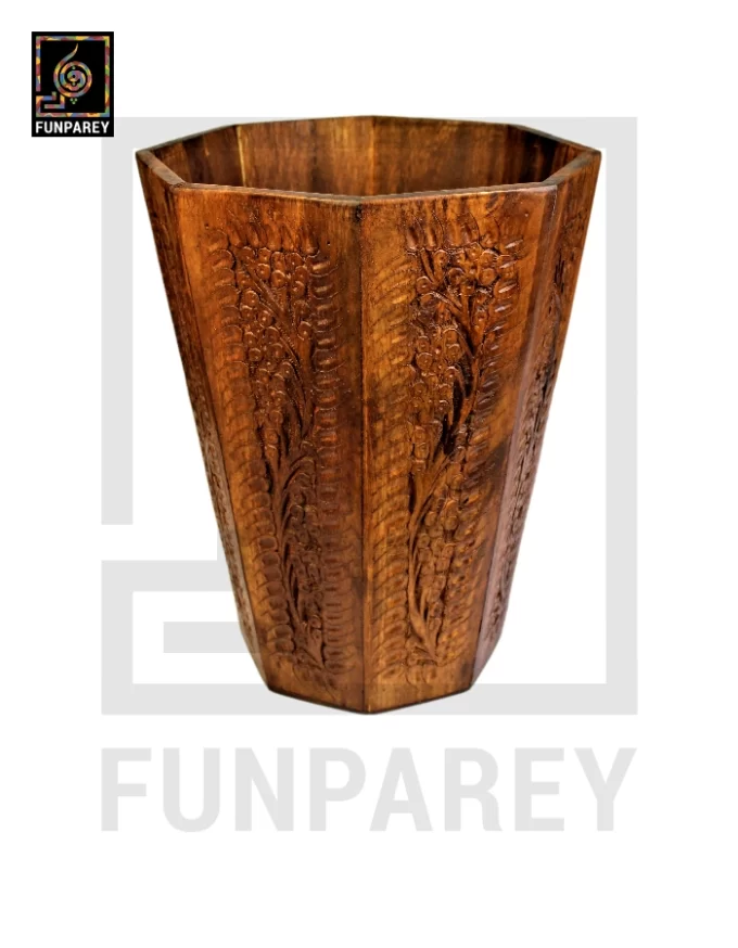 Hand Carved Wooden Basket