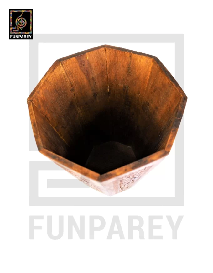 Hand Carved Wooden Basket - Image 4