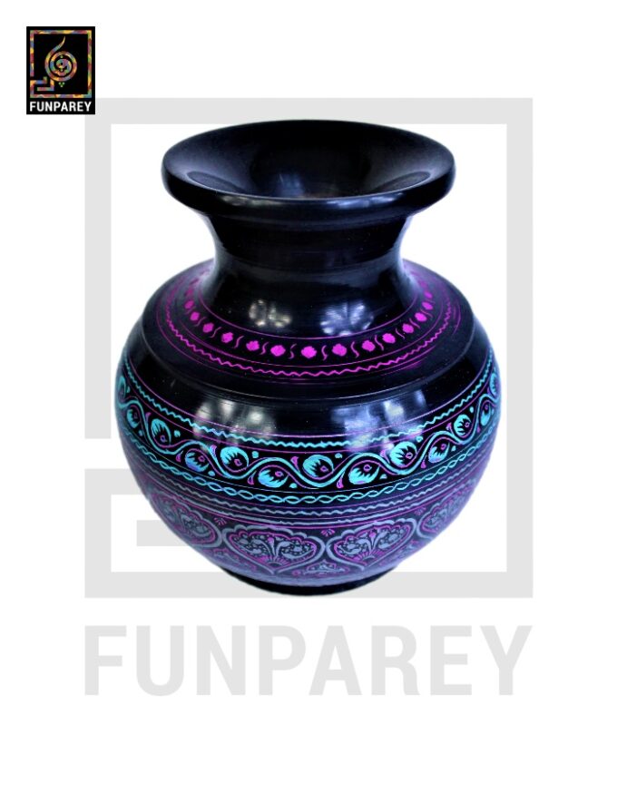 Wooden Vessel 7" with Nakshi Art - Image 9