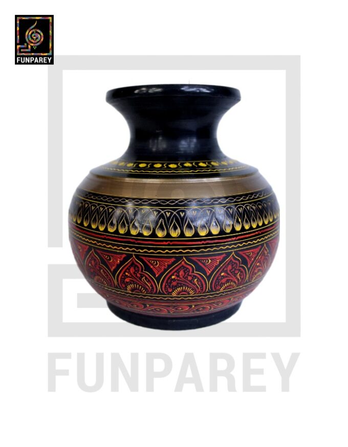 Wooden Vessel 7" with Nakshi Art - Image 2