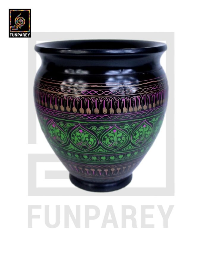 Wooden Vase Planter Essex with Naqshi Art - Image 3