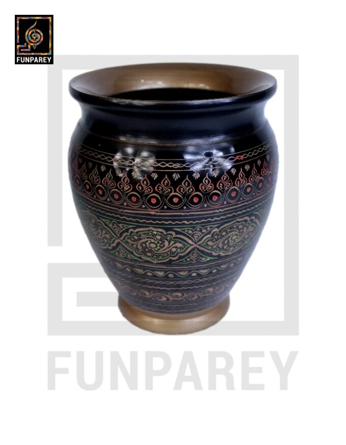 Wooden Vase Planter Essex with Naqshi Art - Image 2