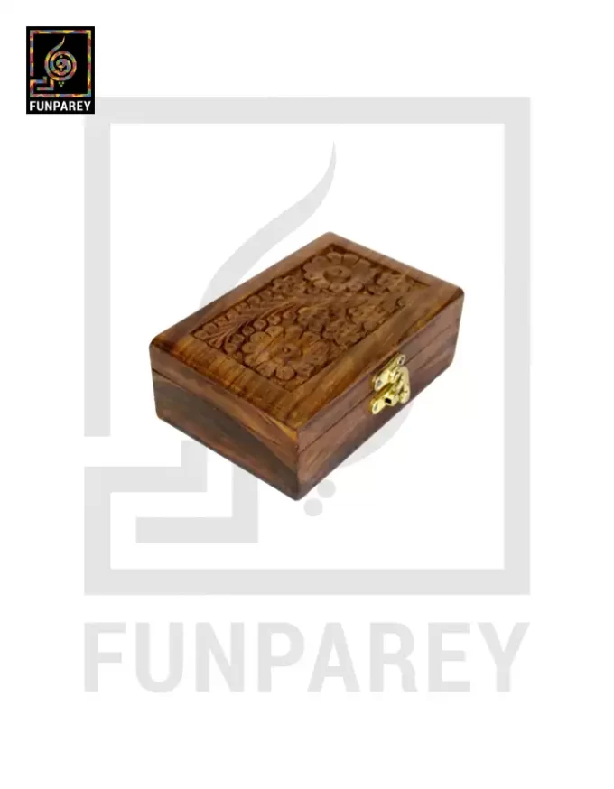 Hand Carved Jewelry Box Wooden 4/6 - Image 2