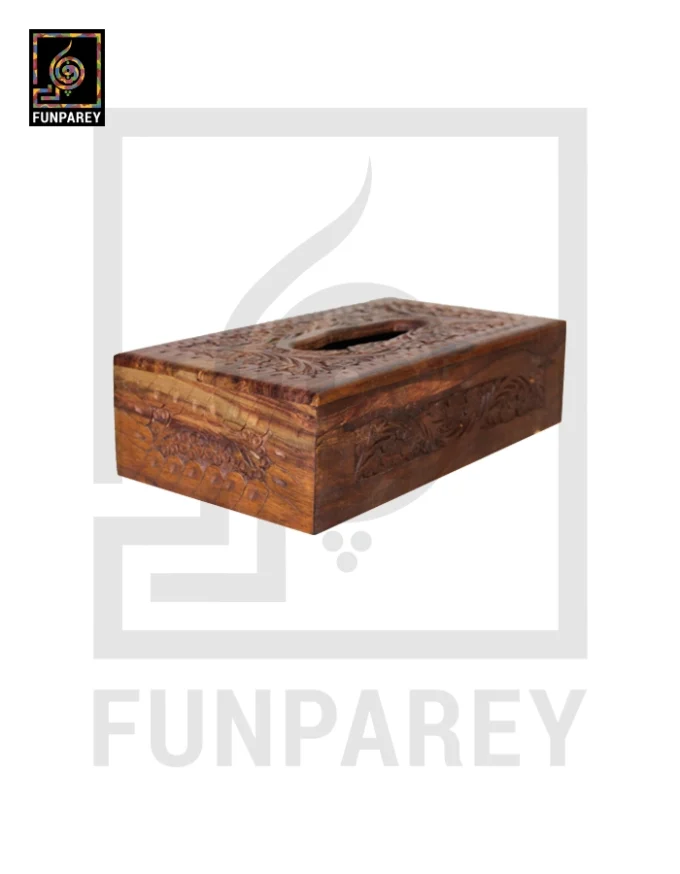 Hand Carved Wooden Tissue Box - Image 5
