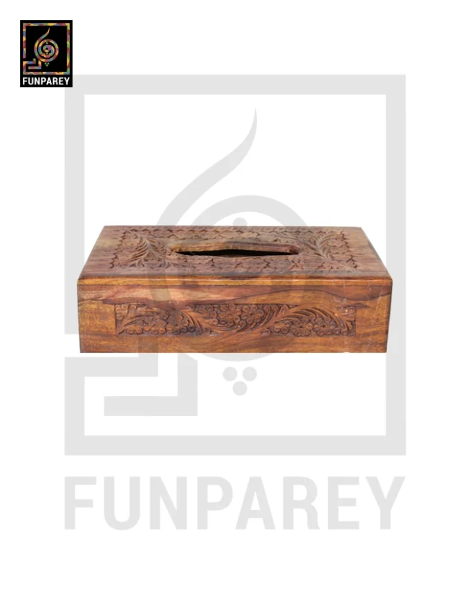 Hand Carved Wooden Tissue Box - Image 6
