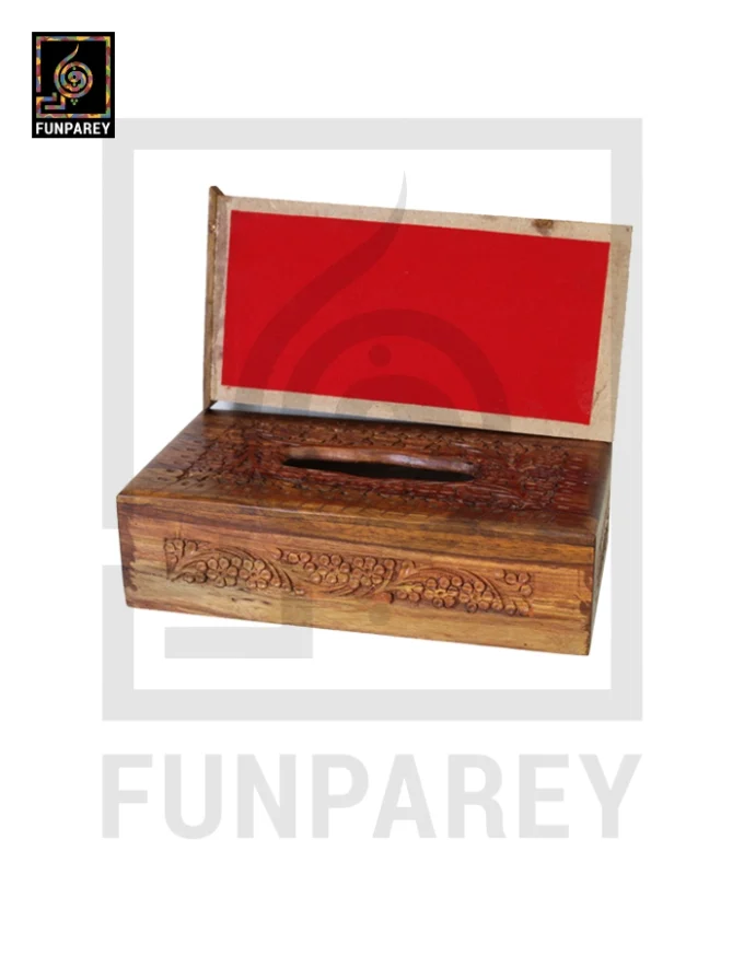 Hand Carved Wooden Tissue Box - Image 4