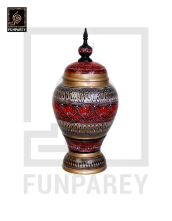 Spire Candy Jar - Hand Crafted with Red Nakshi Art
