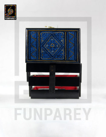 Wooden Cantilever Jewelry Box 8/5 with Nakshi Art Blue