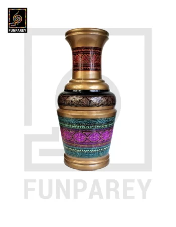 Wooden Vase 19" Straight with Nakshi Art Pink