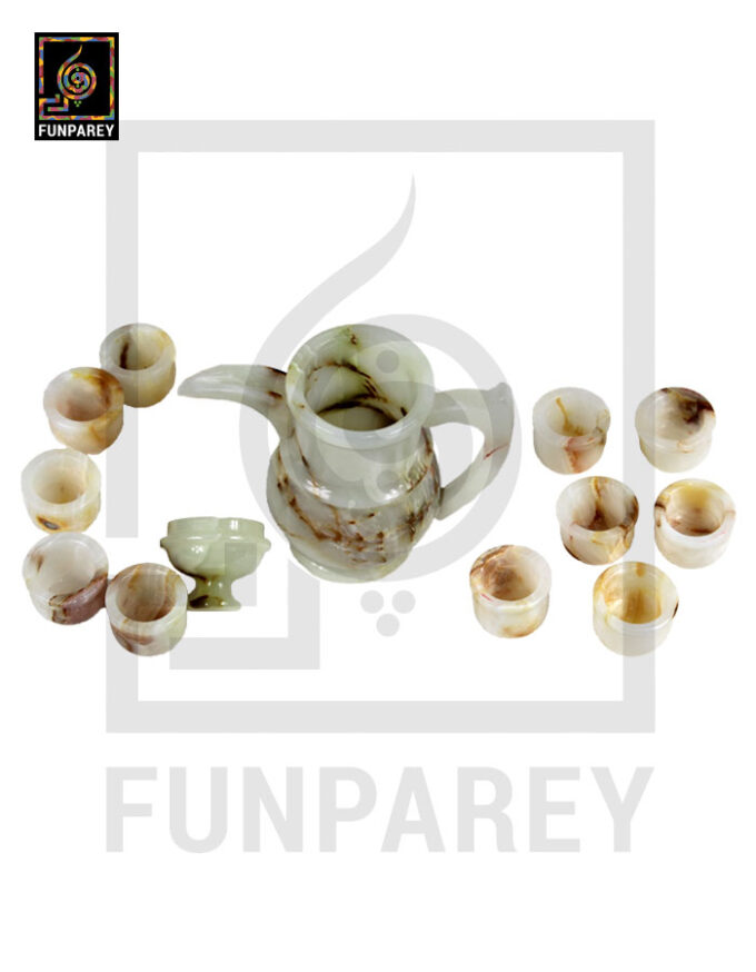 Onyx Stone Tea Set (12 Cups and a Kettle) - Image 2