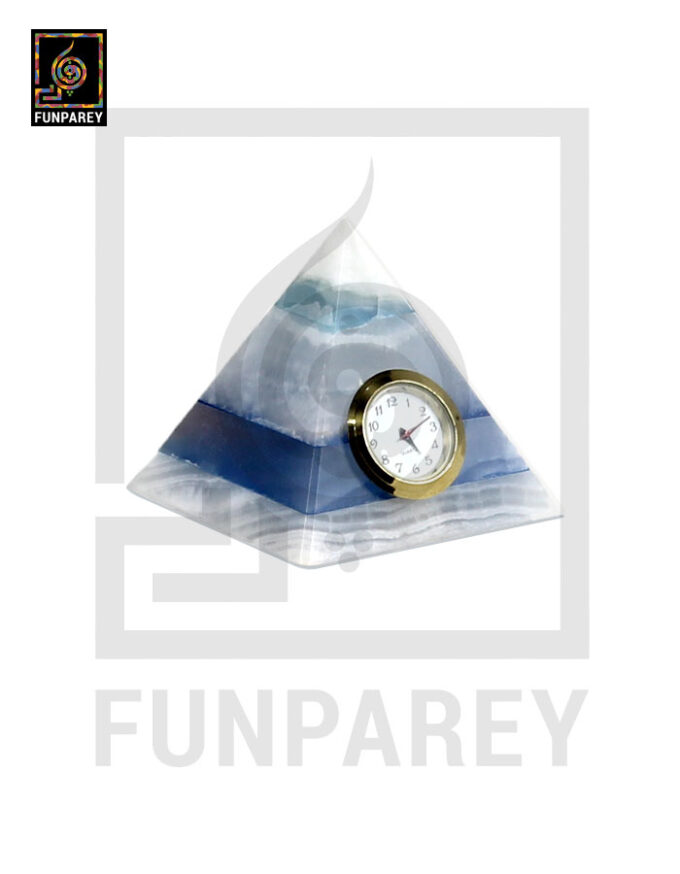 Onyx Stone Pyramid Shaped Table Clock 3" - Image 2