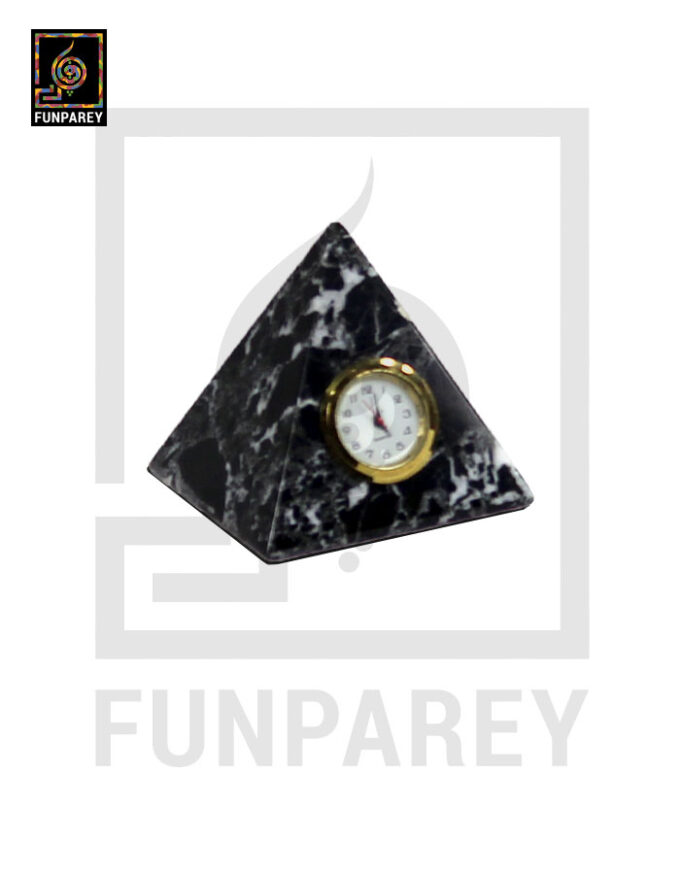 Onyx Stone Pyramid Shaped Table Clock 3" - Image 3