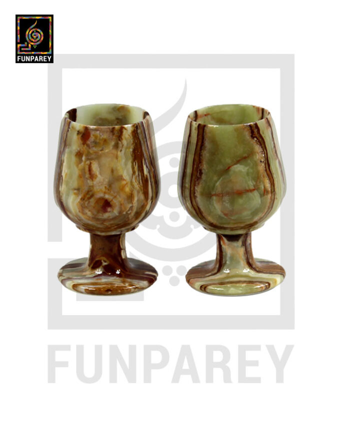 Green Onyx Stone Wine Glass Small Pair 5" (Set 6 Pieces) - Image 3