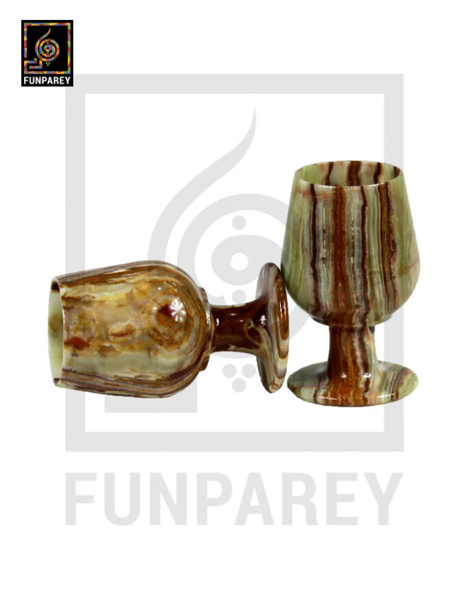 Green Onyx Stone Wine Glass Small Pair 5" (Set 6 Pieces) - Image 4