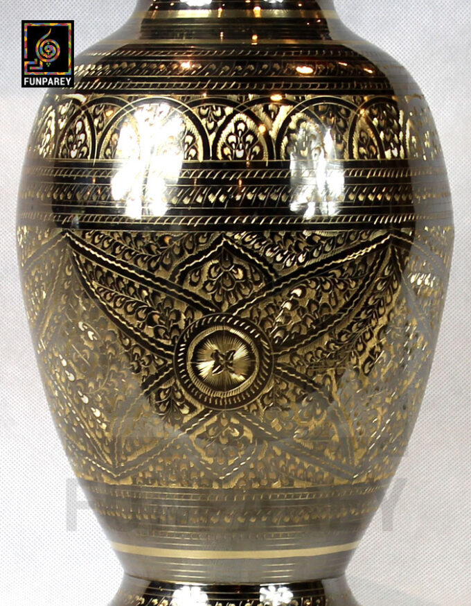 Handmade Decorative Brass Vase Heavy 14" Wedge - Image 3