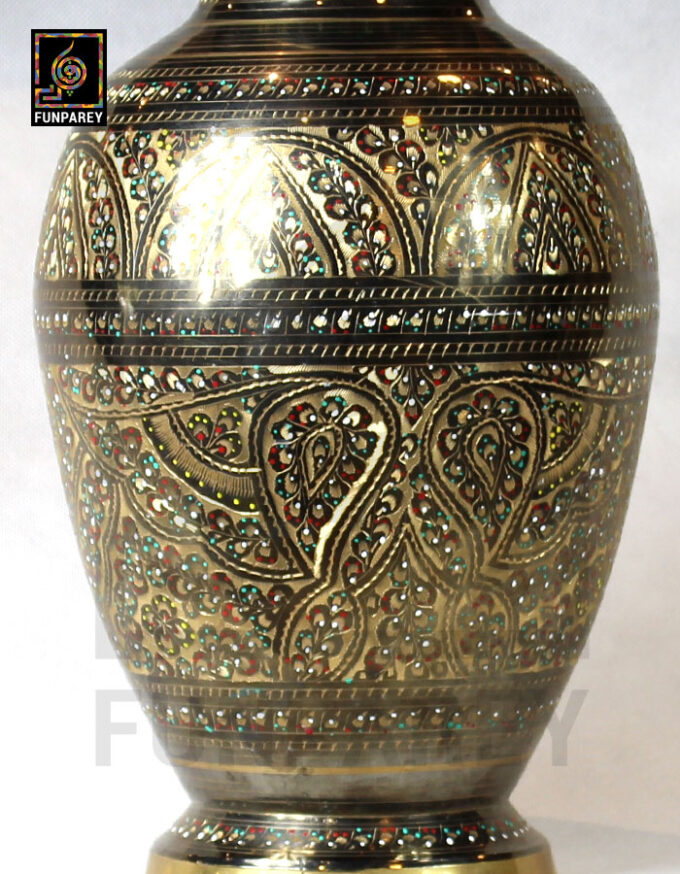 Handmade Decorative Brass Vase Heavy 14" Star - Image 3
