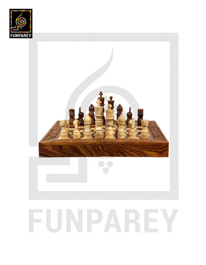 Wooden Chess Board with Hand Carved Chess Pieces