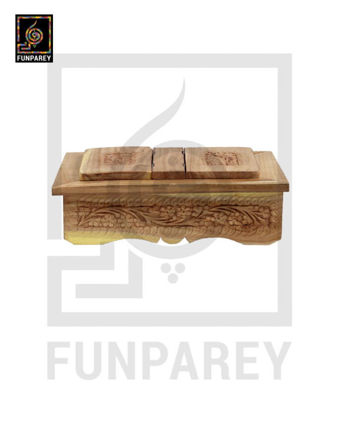 Hand Carved Wooden Book Box With Stand 13x9" (Jujube Wood)