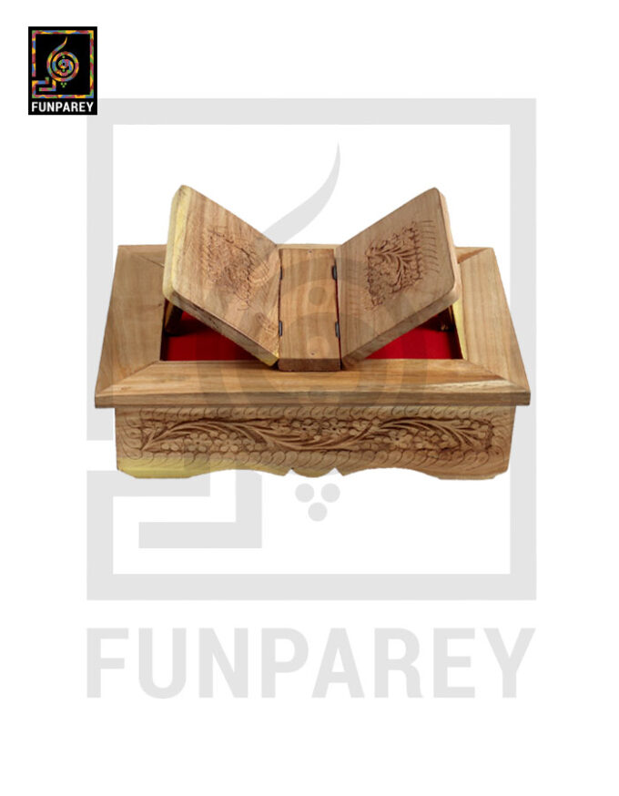 Hand Carved Wooden Book Box With Stand 13x9" (Jujube Wood) - Image 2