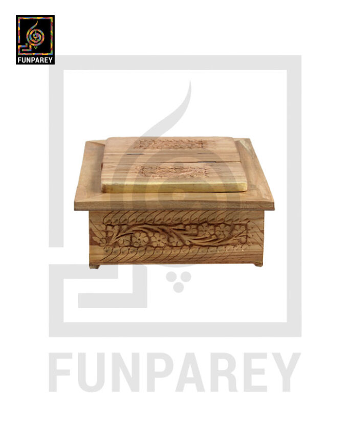 Hand Carved Wooden Book Box With Stand 13x9" (Jujube Wood) - Image 5