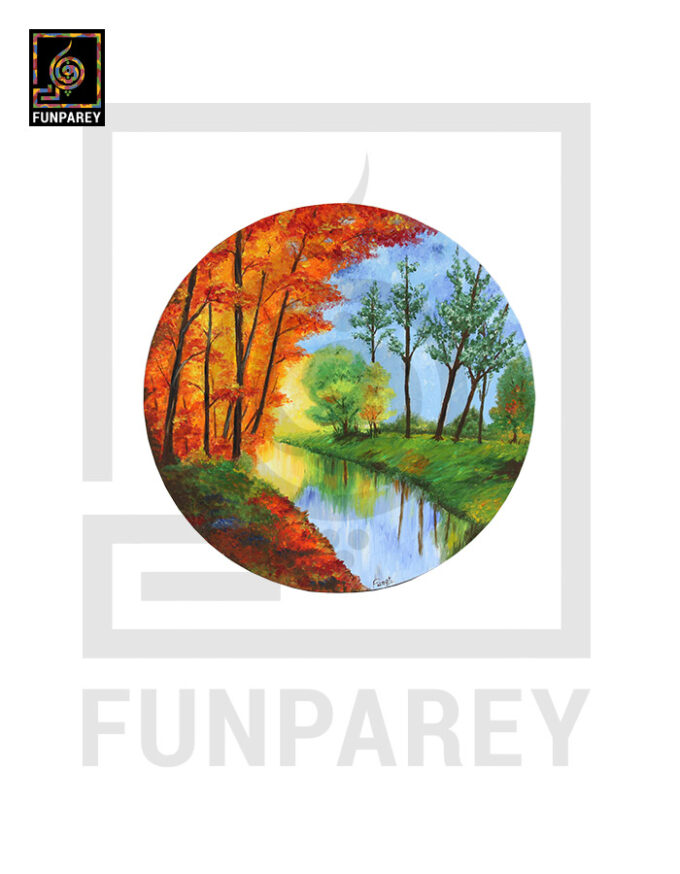 Round Canvas Oil Painting “BEYOND” 20"