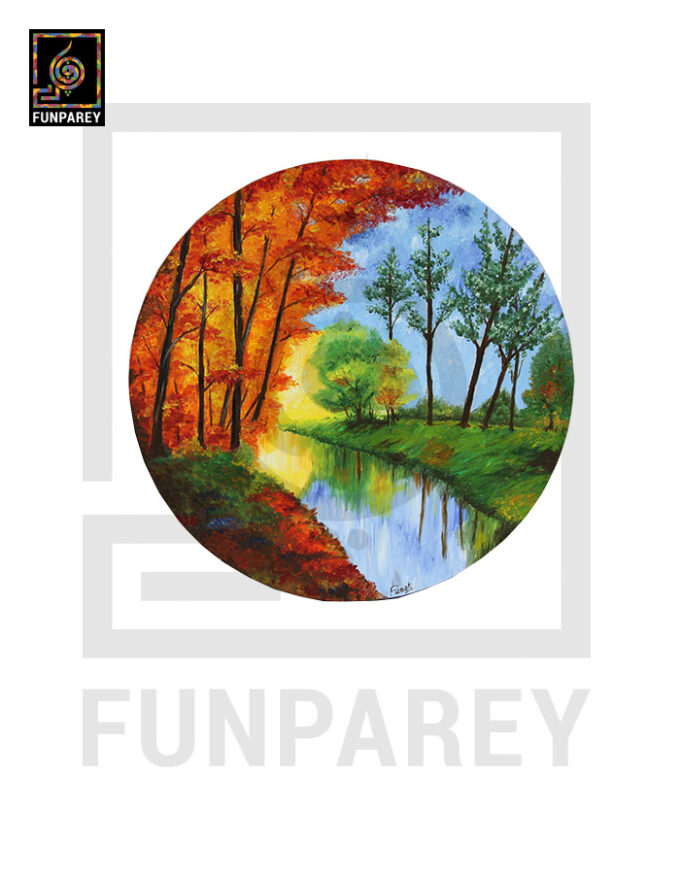 Round Canvas Oil Painting “BEYOND” 20" - Image 2