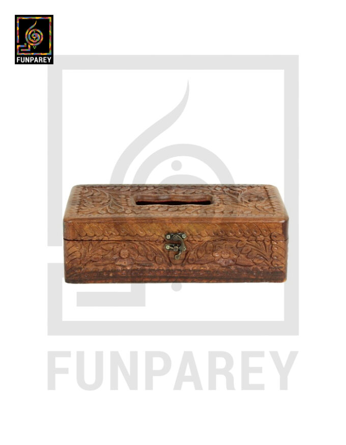 Hand Carved Wooden Tissue Box Distinct