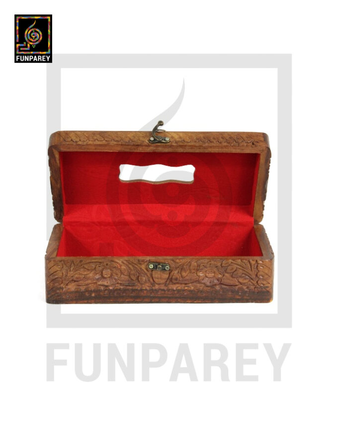 Hand Carved Wooden Tissue Box Distinct - Image 2
