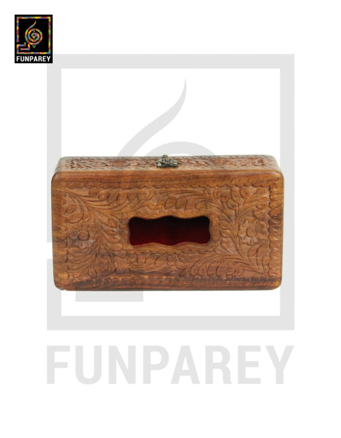 Hand Carved Wooden Tissue Box Distinct - Image 3