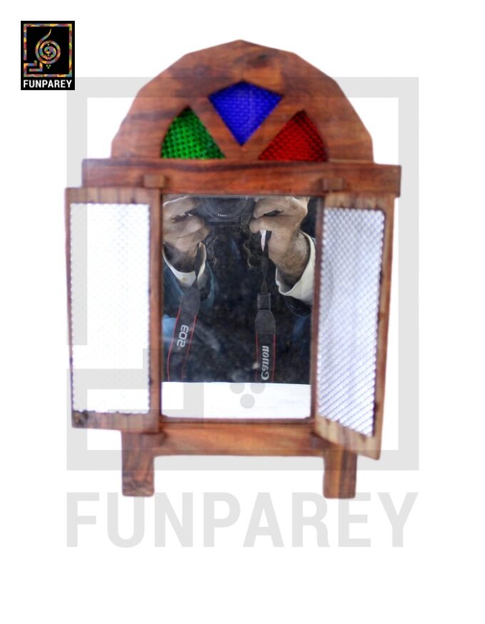 Handmade Wooden Doorway Key Hanger with Mirror - Image 7
