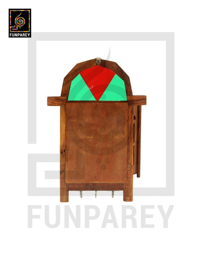 Handmade Wooden Doorway Key Hanger with Mirror - Image 13