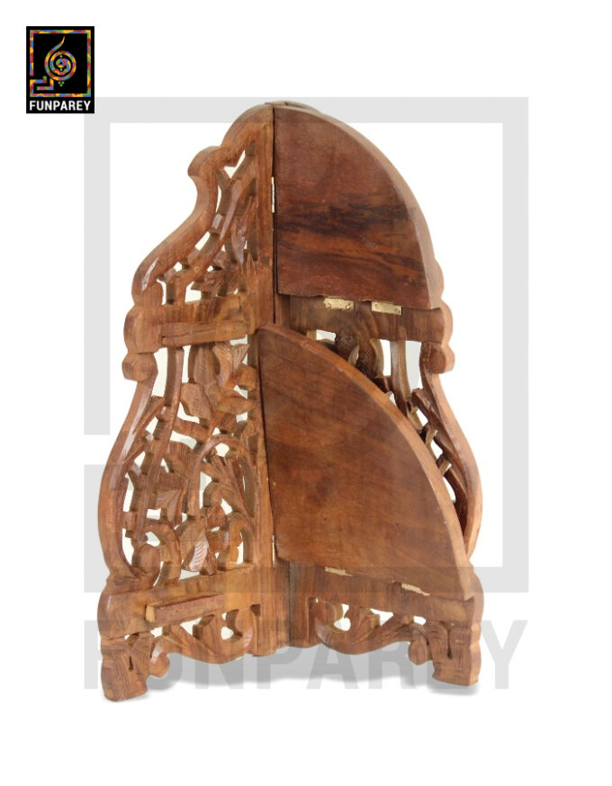 Hand Carved Wooden Corner Rack Large - Image 4
