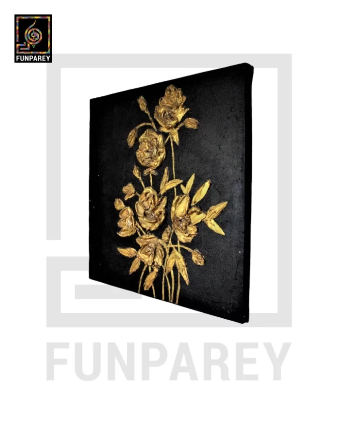 Square Canvas 3D Flower Painting "Black Gold" 18" - Image 8