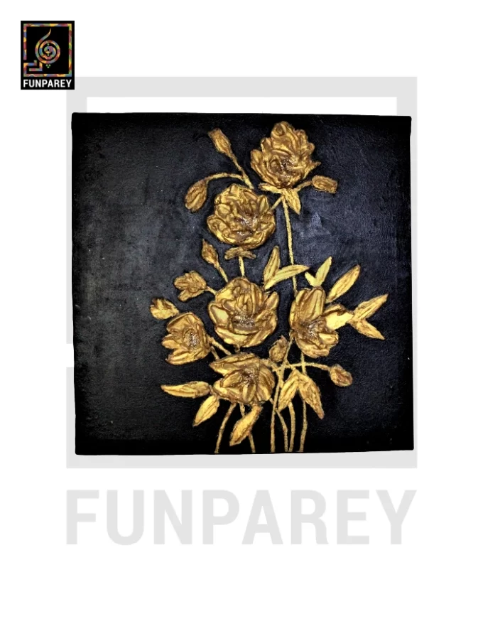 Square Canvas 3D Flower Painting "Black Gold" 18" - Image 6