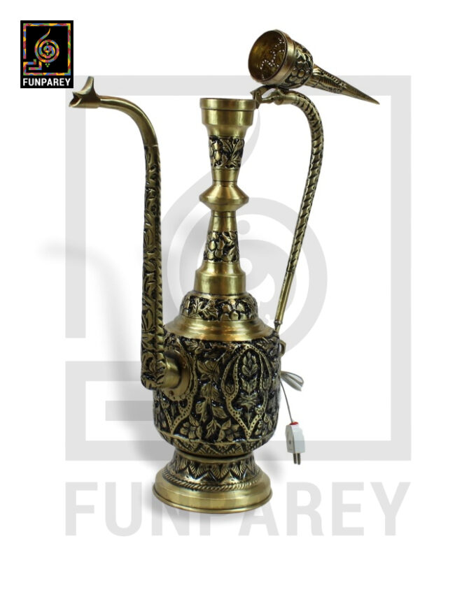 Handmade Vintage Copper Pitcher Lamp 36" With Deco Work - Image 2
