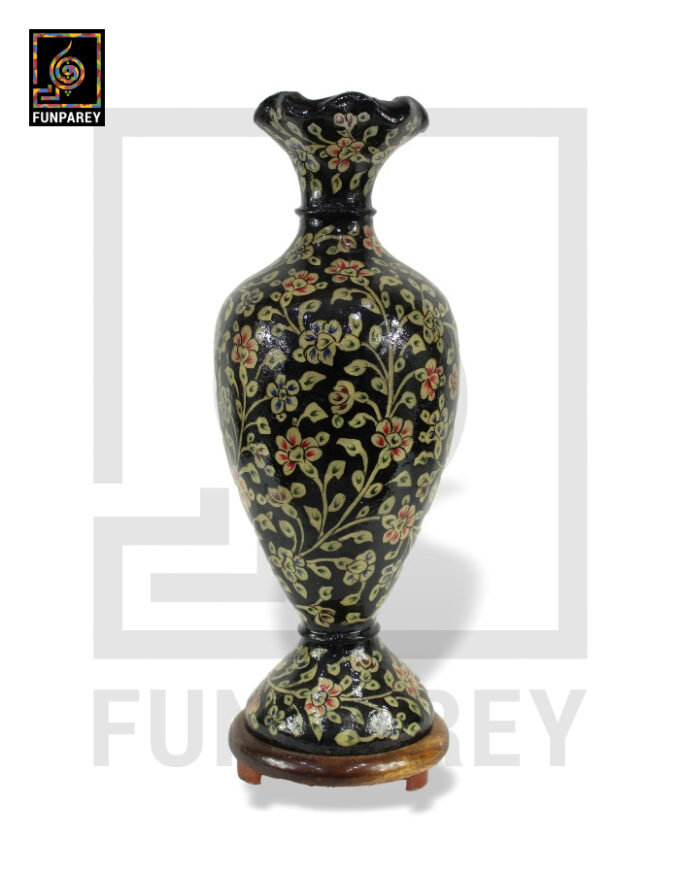 Camel Skin Vase Lamp 24" Sable Floral Motif
