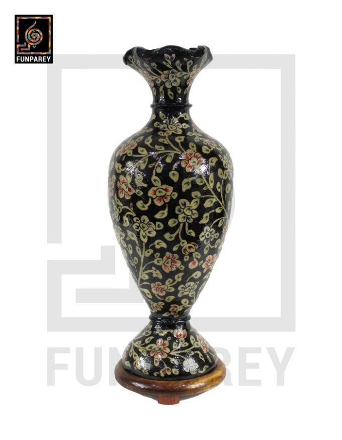 Camel Skin Vase Lamp 24" Sable Floral Motif - Image 3