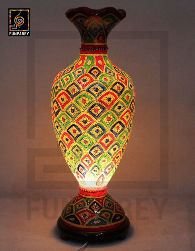 Camel Skin Vase Lamp 24" Dappled Motif - Image 2