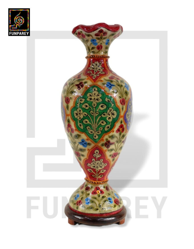 Camel Skin Vase Lamp 24" Prismatic Floral Motif - Image 3