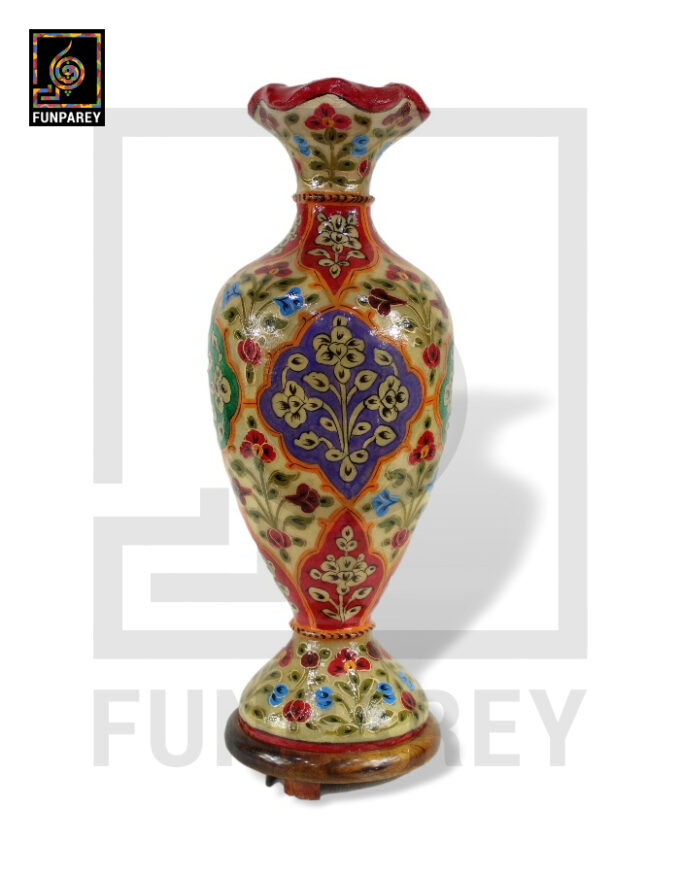 Camel Skin Vase Lamp 24" Prismatic Floral Motif - Image 5