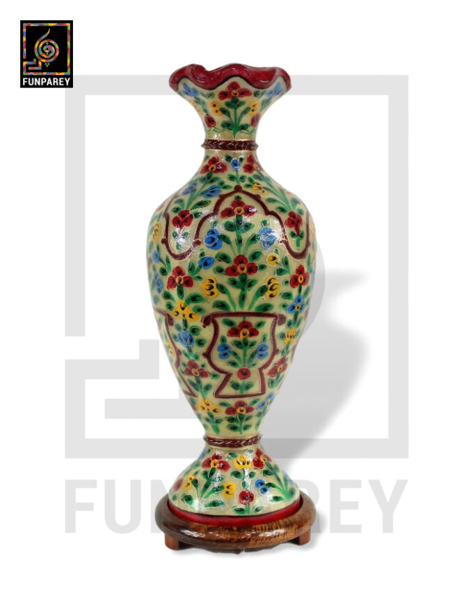 Camel Skin Vase Lamp 24" Marbled Floral Motif