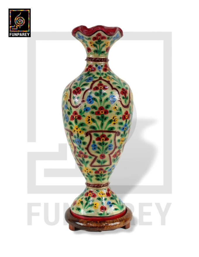 Camel Skin Vase Lamp 24" Marbled Floral Motif - Image 3
