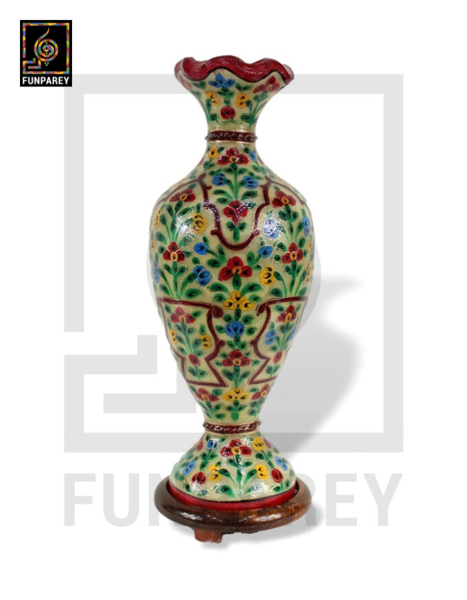Camel Skin Vase Lamp 24" Marbled Floral Motif - Image 5