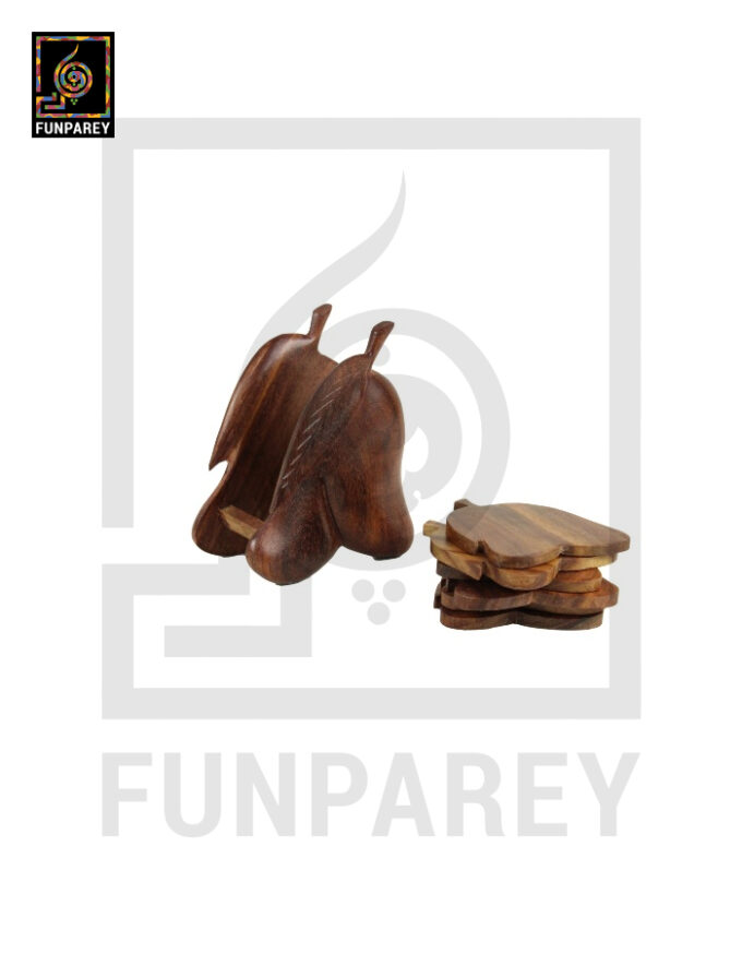 Handmade Wooden Mango Shaped Tea Coasters Set - Image 5