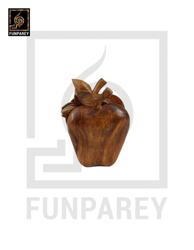 Handmade Wooden Apple Shaped Tea Coasters Set - Image 3