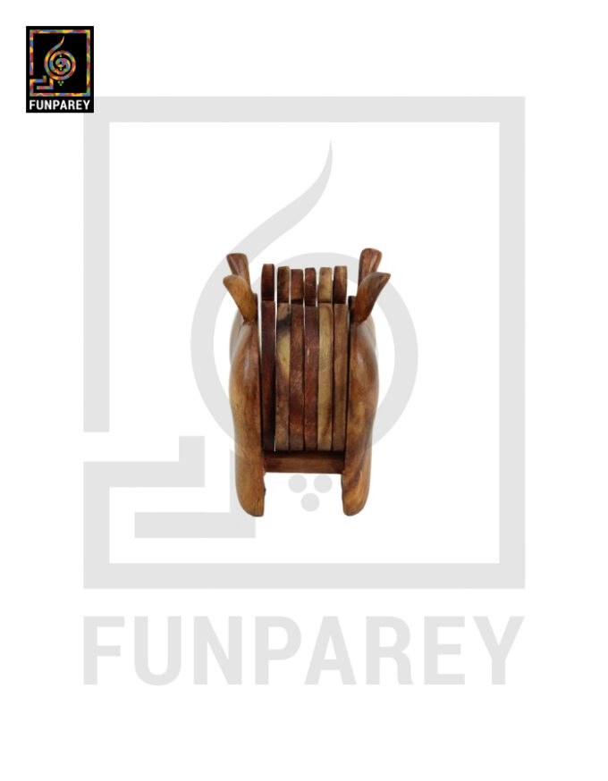 Handmade Wooden Apple Shaped Tea Coasters Set - Image 6
