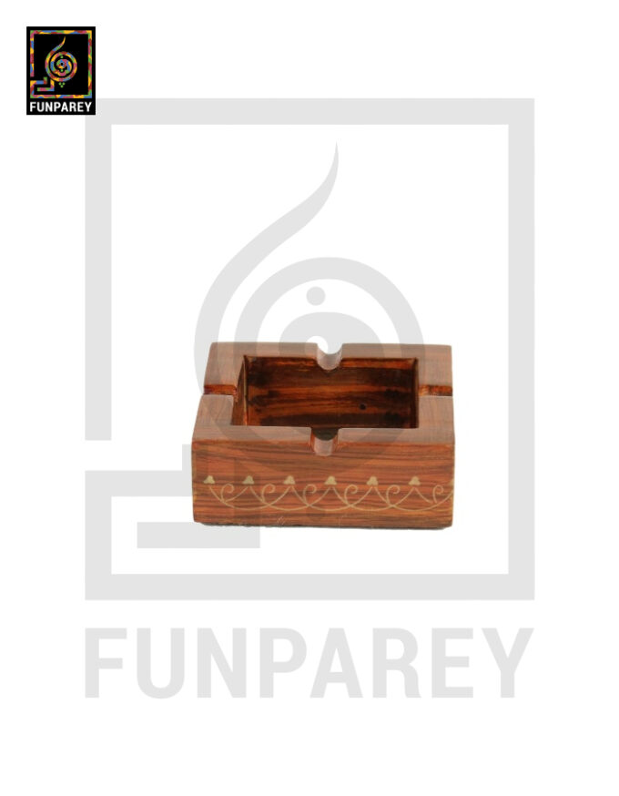 Handmade Wooden Ashtray Standard with Metallic Base 5x5 - Image 2