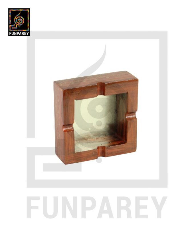 Handmade Wooden Ashtray Standard with Metallic Base 5x5 - Image 3